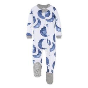 🆕 Burts Bees Hello Moon Blue and Gray footed pj size 12M
